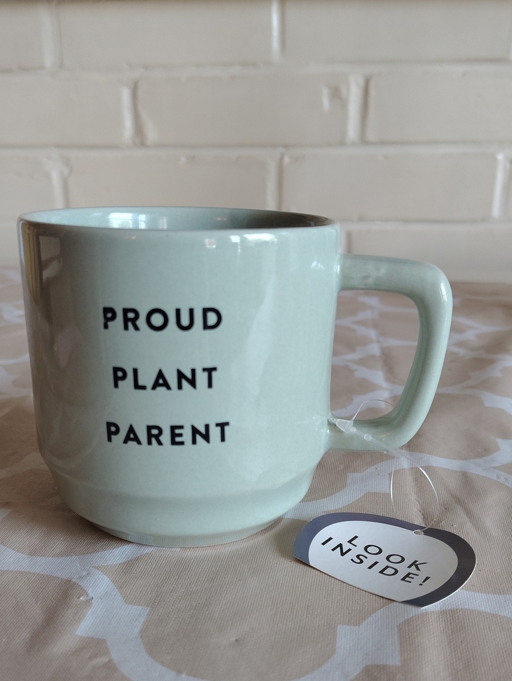 Proud Plant Parent Mug Mint Green Succulent Coffee Cup NWT